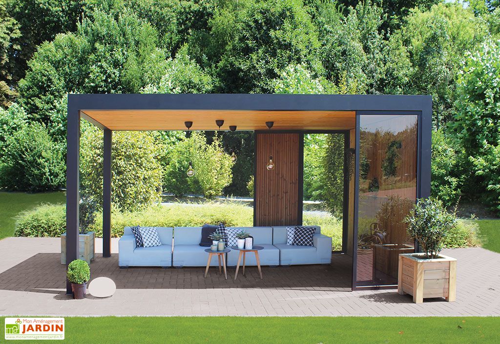 Pergola Autoportee Maluwi En Aluminium Bois Traite Et Verre 14 M