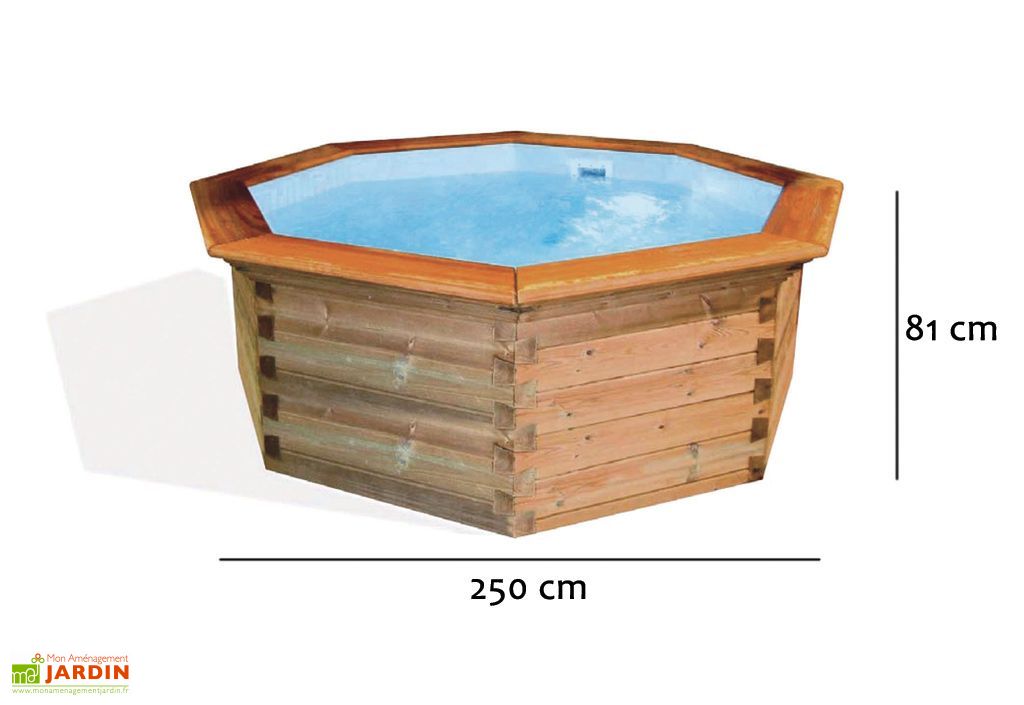 piscine pour enfant en bois ronde mini octoo 250 cm gardipool
