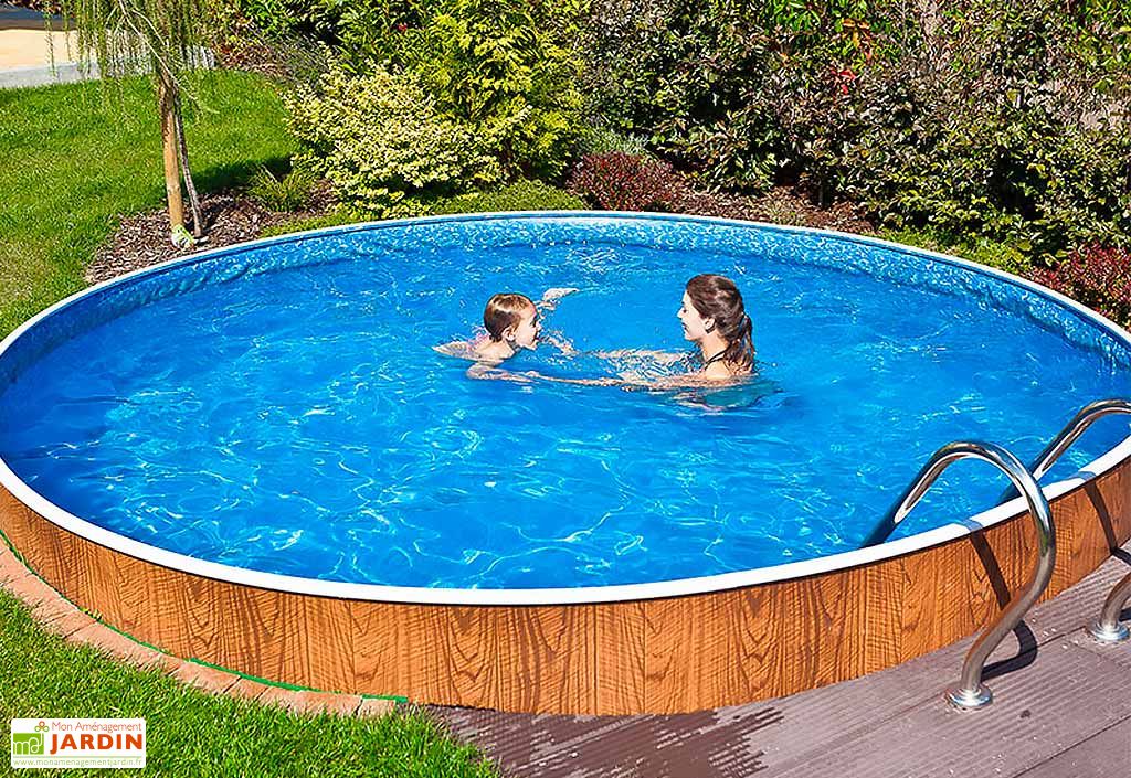 Piscine Hors Sol Semi Enterree En Acier Imitation Bois Azuro Var 403 Dl 5 5 M Mountfield A S