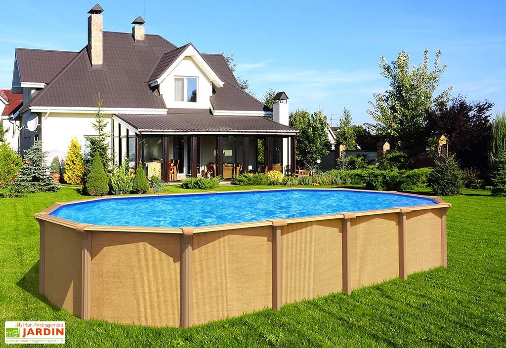 Piscine En Métal Aspect Bois Hors Sol Ovale 640x395cm Accessoires