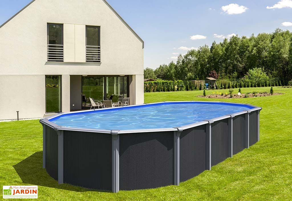 Piscine Métal Anthracite Hors Sol Ovale Osmose 640x395cm