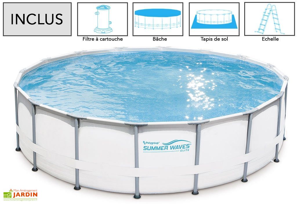 Piscine Tubulaire En Métal Et Pvc Ronde Elite ø 5 M Summer Waves