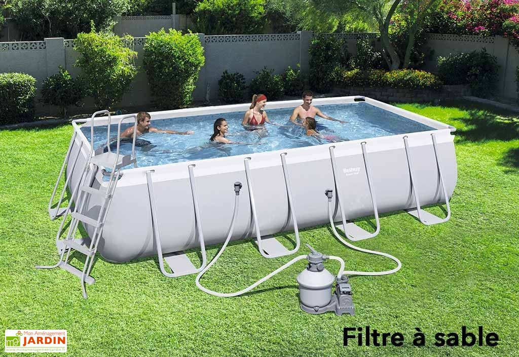 Piscine Hors Sol Rectangulaire 3x2m - Cadre Métallique, Parois PVC 3 Couches - Avec Pompe & Filtre - 3701L - 10
