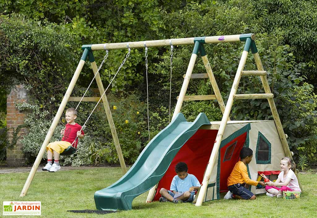 Portique Toboggan et Balançoire Bois Chacma Plum