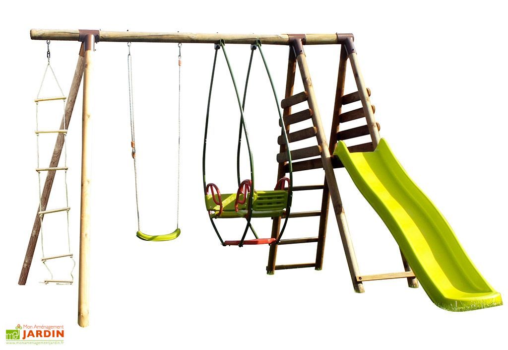 Portique Balancoire Toboggan En Bois Autoclave 2 30 M Mocha 4 Agres Soulet