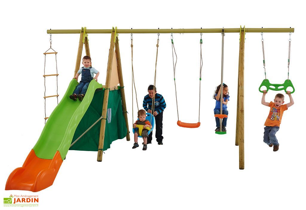 Portique Toboggan Bois et Métal 2,30 m TE902 PORTIQUE BOIS/MÉTAL