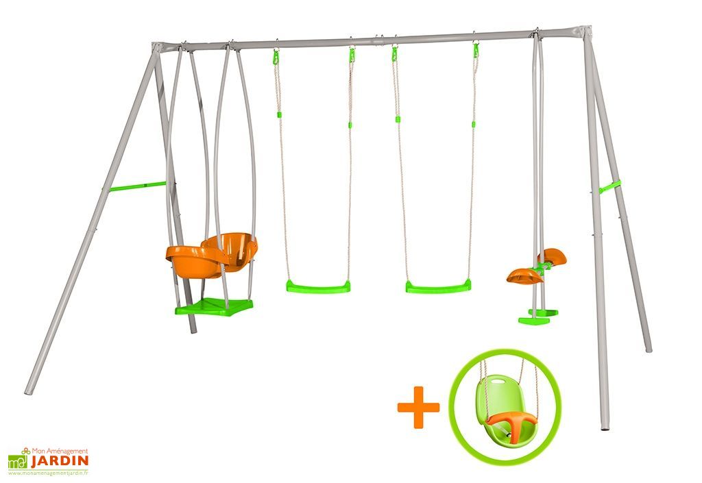 Portique Balancoire Metal Axion 2 m Luca Siege Bebe Trigano