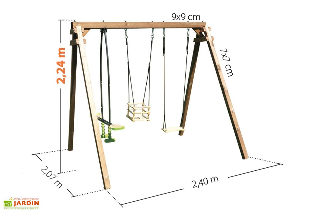 Portique En Bois 1 Balancoire 1 Face A Face 1 Siege Bebe Pierre Soulet