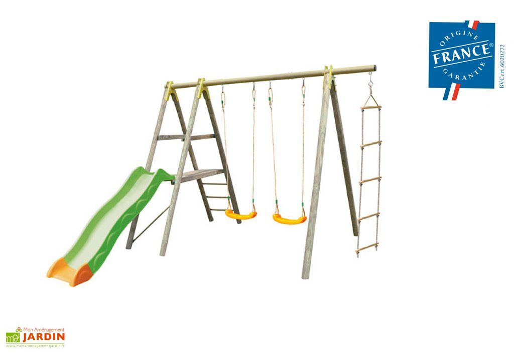 Portique Toboggan Bois/Métal 2,30 m TE505 Portique bois/métal techwood 2,30m Amca