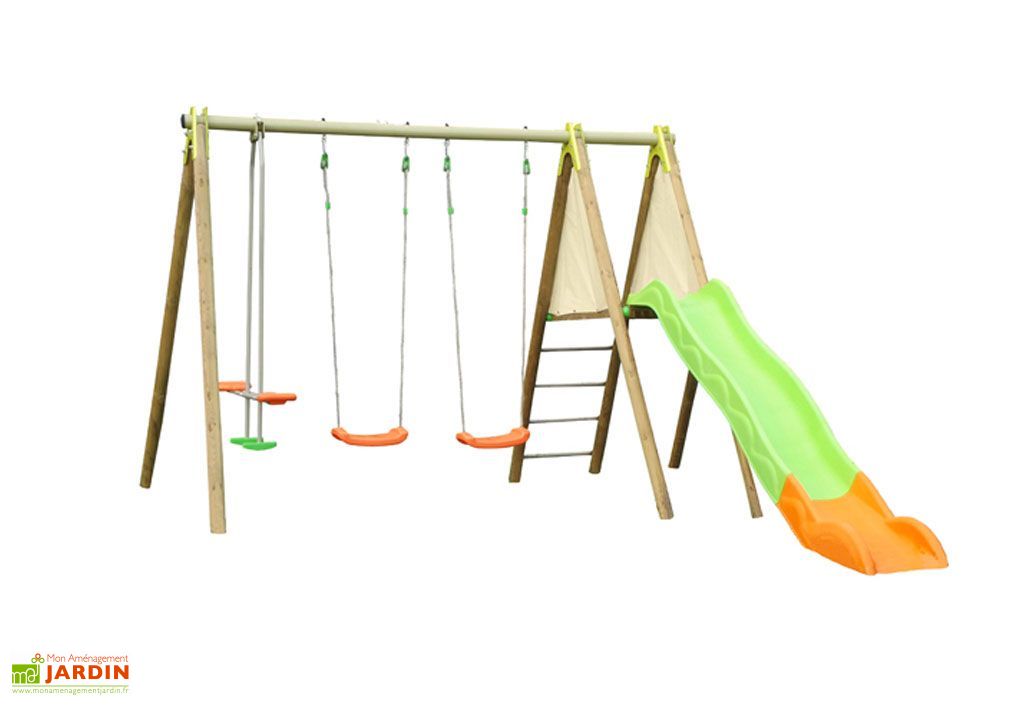 Portique Toboggan Bois et Métal 2,30 m TE608 Amca