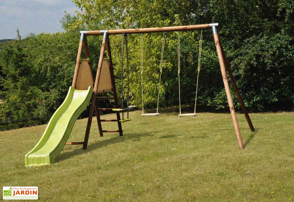 Portique Toboggan Bois Livarde 2,35 m Vintage Portique Toboggan
