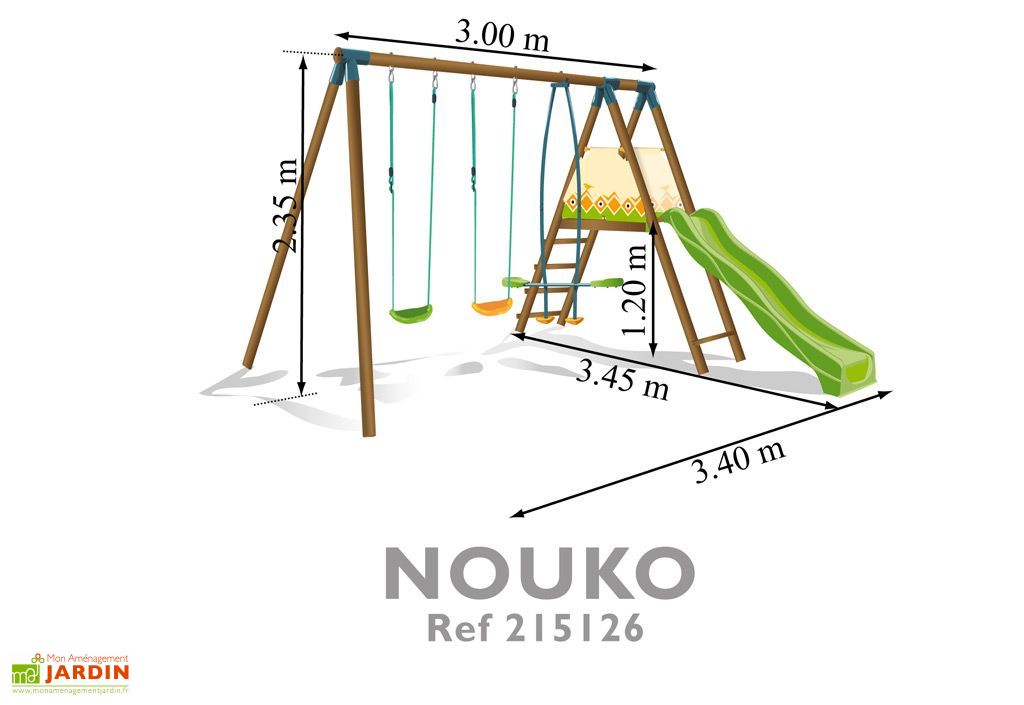 Portique Toboggan Bois Nouko Station jeux bois Nouko Soulet
