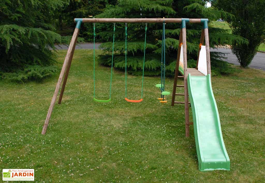 Portique Toboggan Bois Nouko Station jeux bois Nouko Soulet