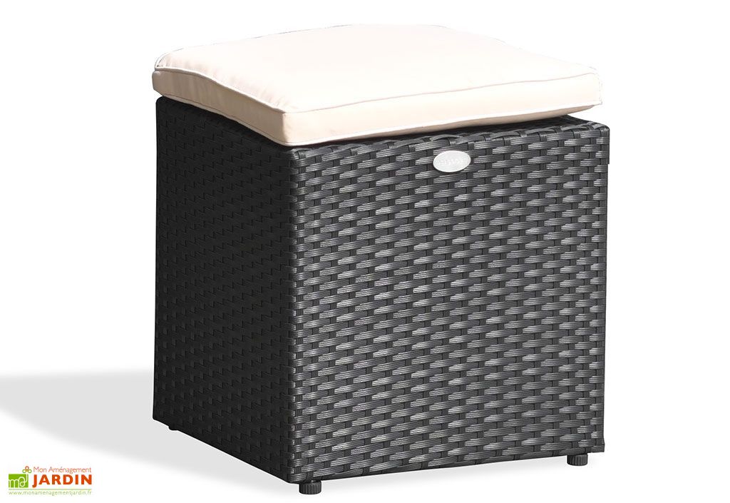 Pouf de Jardin en Résine Tressée Encastrable Noir - DCB Garden