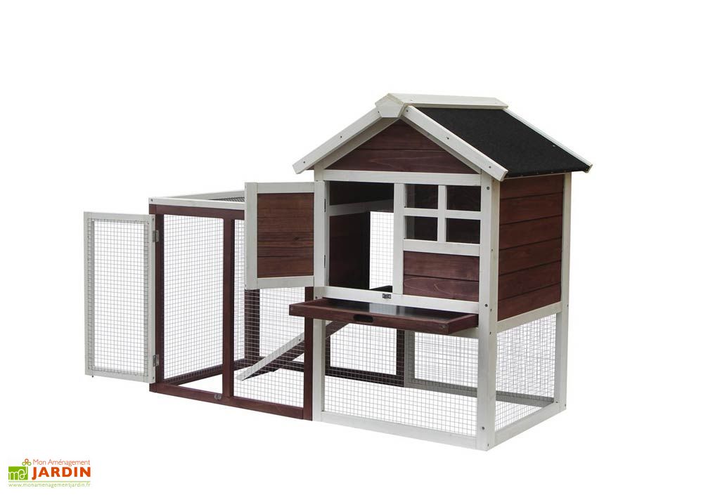 Poulailler En Bois Bicolore Standard 2 3 Poules 120 X 65 X 90 Cm