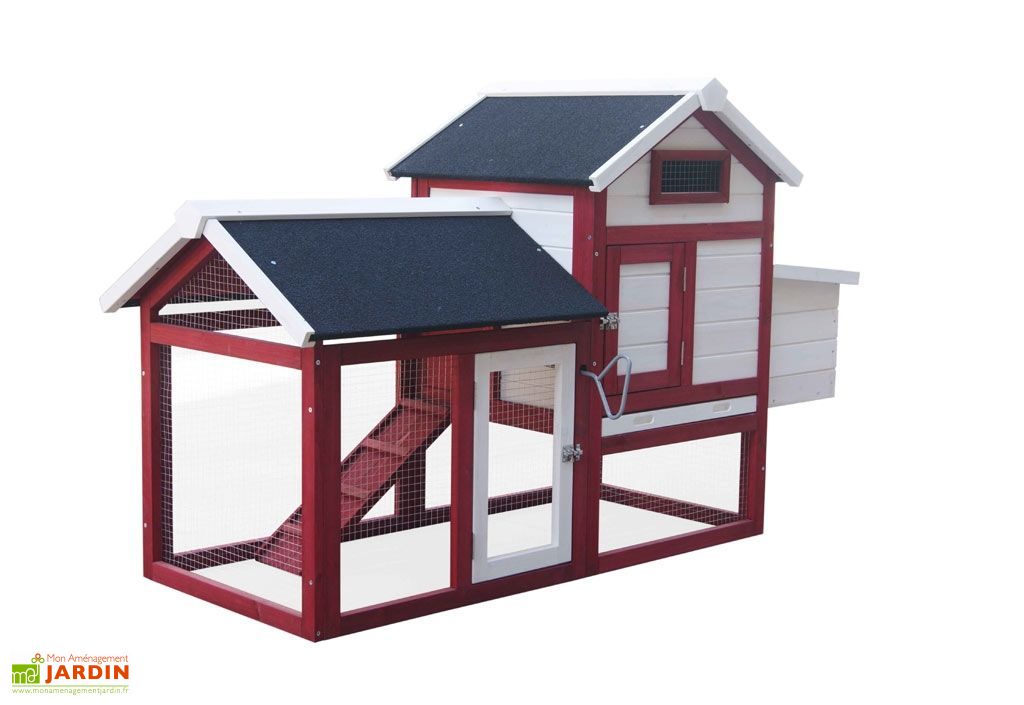 Poulailler En Bois Bicolore Standard 2 3 Poules 150 X 60 X 90 Cm
