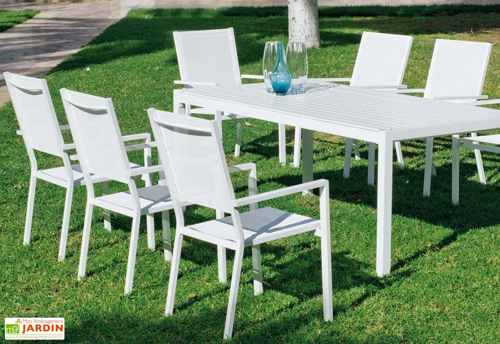 Salon De Jardin En Aluminium Sarana 8 Fauteuils Et 1 Table A
