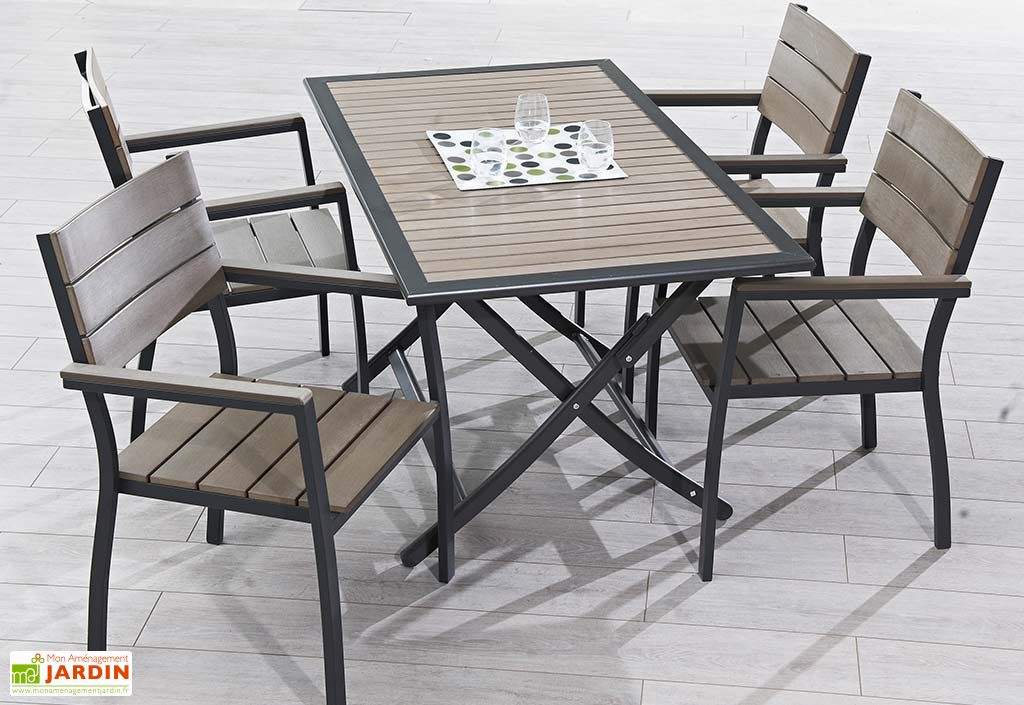 Salon de Jardin en Composite Aspect Bois Clair - DCB Garden Salon de Jardin en Composite Aspect Bois Clair - DCB Garden
