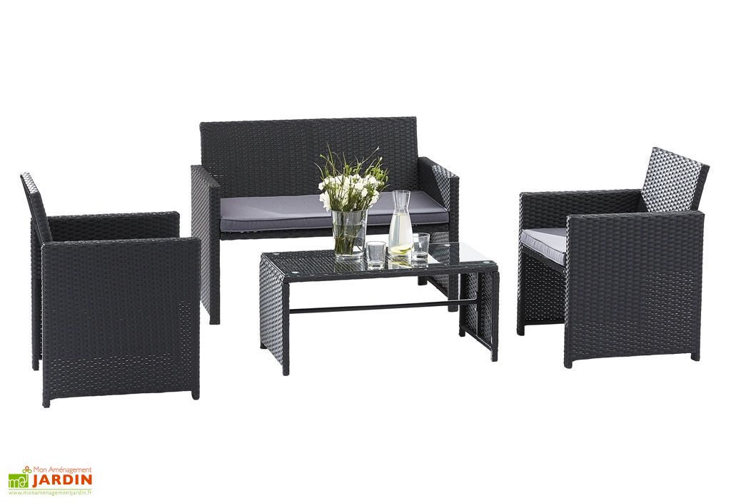 Salon De Jardin En Resine Tressee Lounge 1 Sofa 2 Pl 2 Fts 1