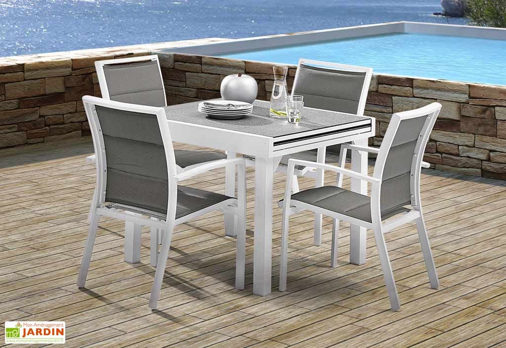 Salon De Jardin Modulo Stone Table Extensible 4 Fauteuils Wilsa