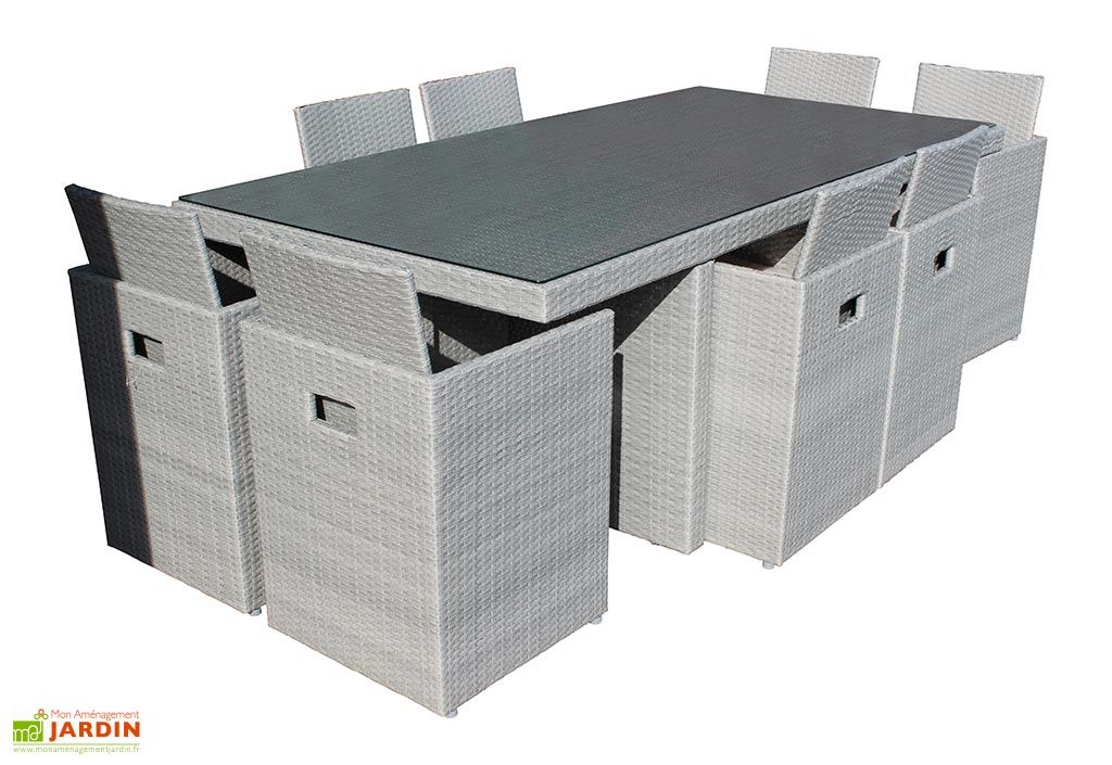 Salon De Jardin En Resine Tressee Encastrable Gris 1 Table 8