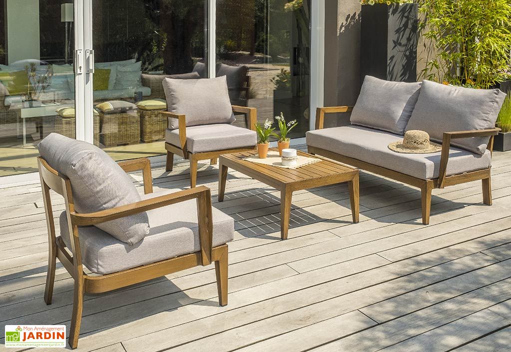 Salon De Jardin 4 Places Aluminium Effet Bois Portofino Dcb Garden