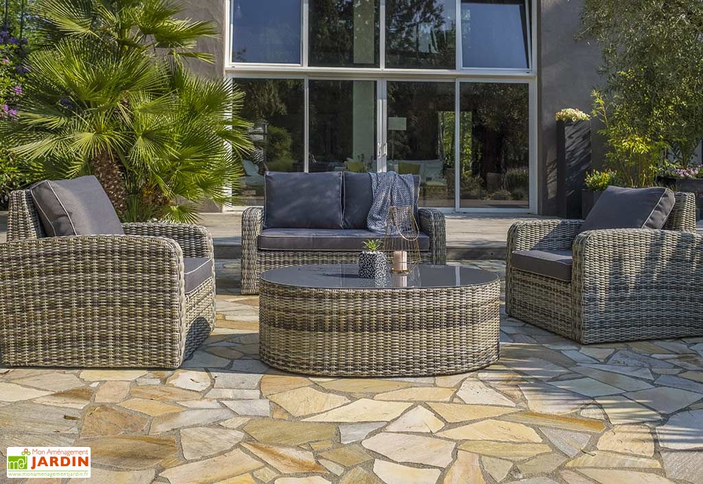 Salon De Jardin 4 Places En Aluminium Et Resine Tressee Bali Dcb
