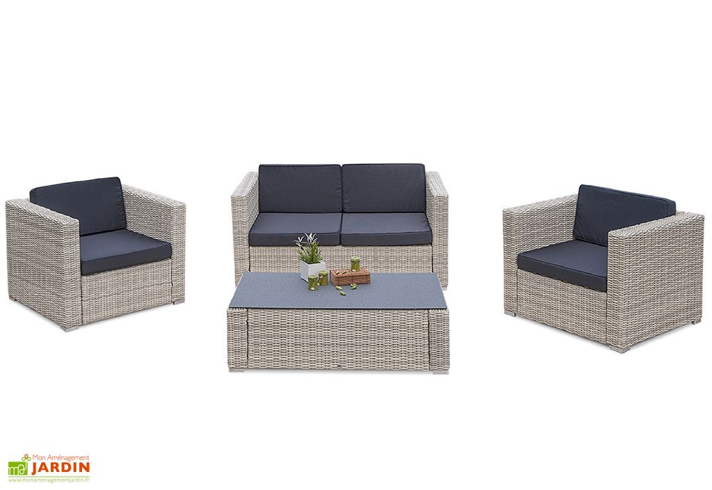 Salon De Jardin 4 Places En Aluminium Et Resine Tressee Oceane