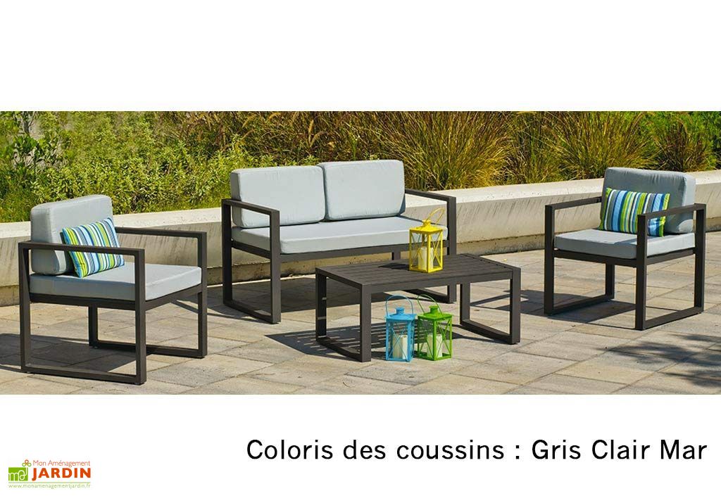 Salon De Jardin En Aluminium Canape Fauteuils Et Table Basse