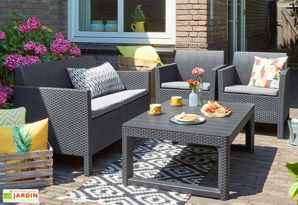 salon de jardin 4 places en resine tressee orlando anthracite chalet jardin