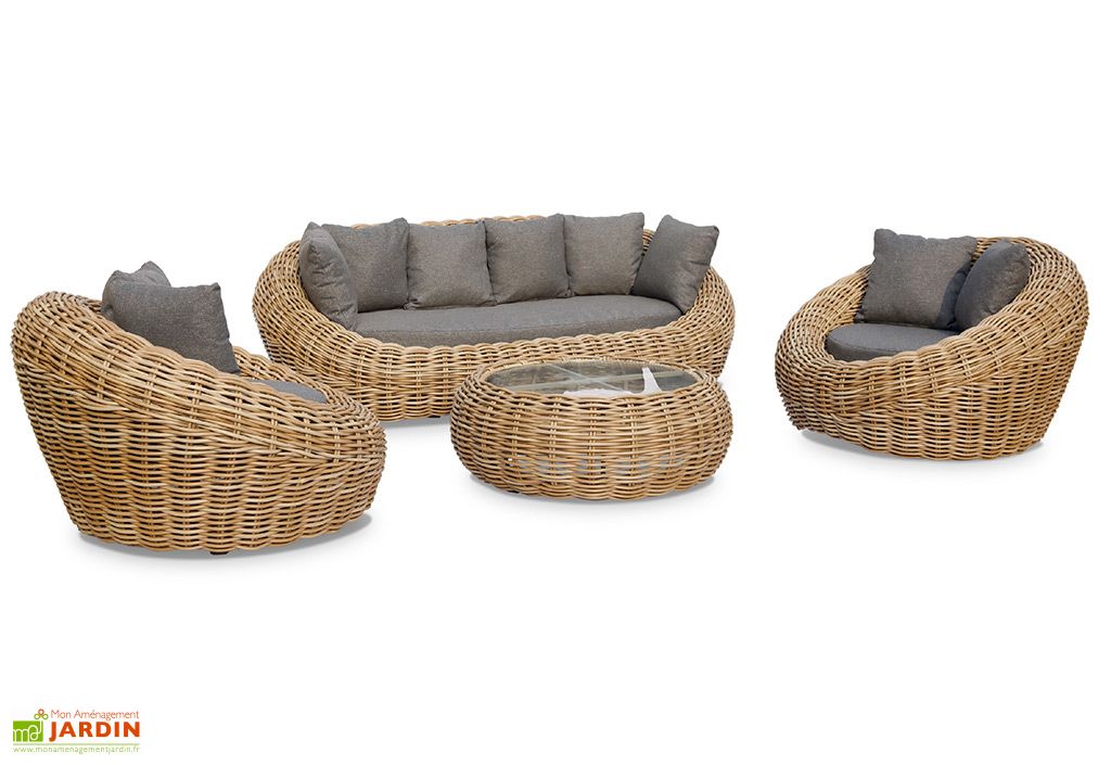 Salon De Jardin 5 Places En Aluminium Et Resine Tressee Moorea