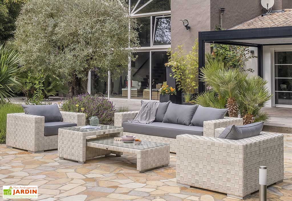 Salon De Jardin 6 Places Aluminium Et Resine Tressee Tosca Paris