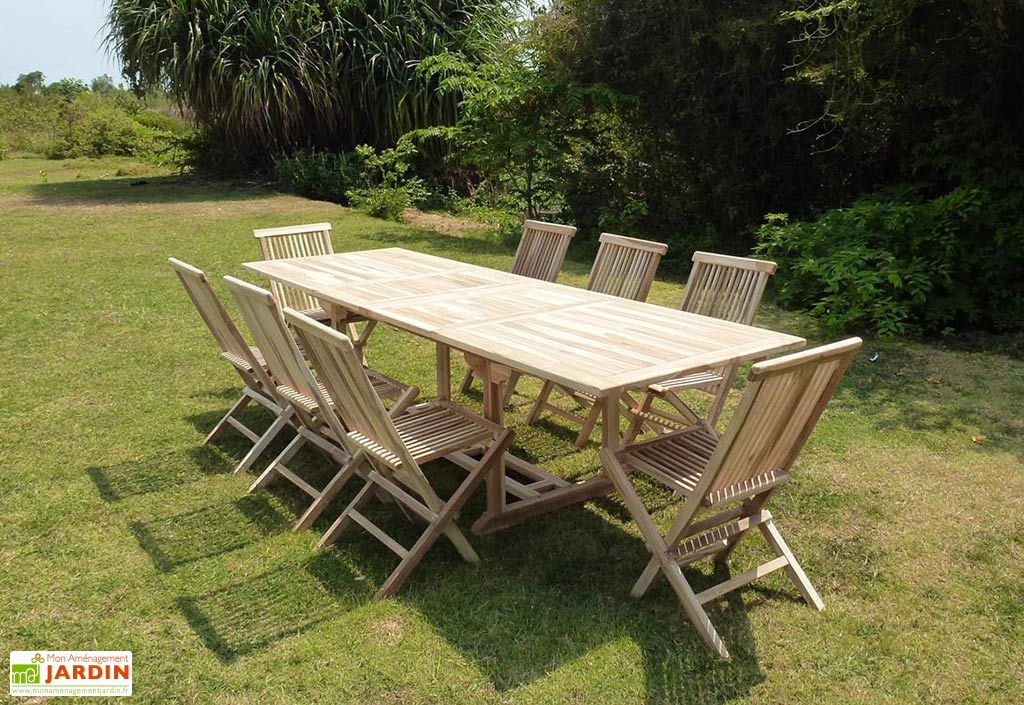 Salon De Jardin Bois Teck Table Extensible Rectangulaire 280 Cm