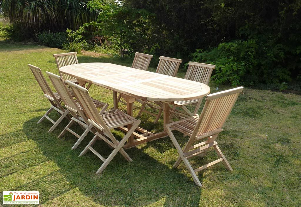 Salon De Jardin Bois Teck Table Extensible Ovale 280 Cm 8