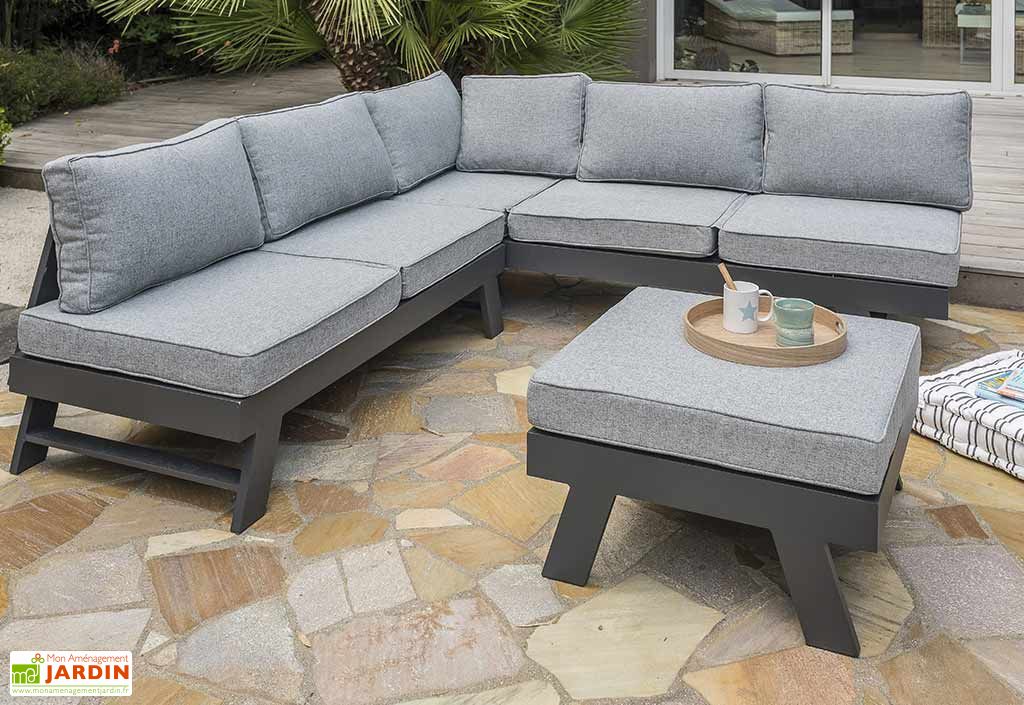 Salon De Jardin D Angle Aluminium Gris Anthracite New York Dcb