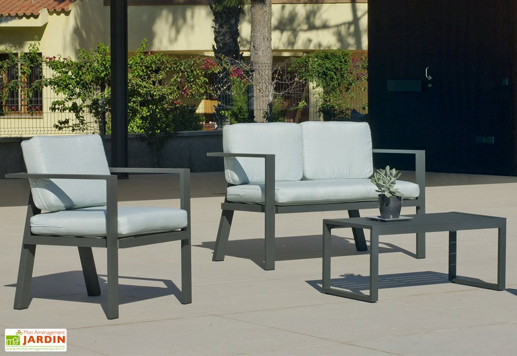 salon de jardin en aluminium awena 1 canape 2 fauteuils et 1 table basse hevea