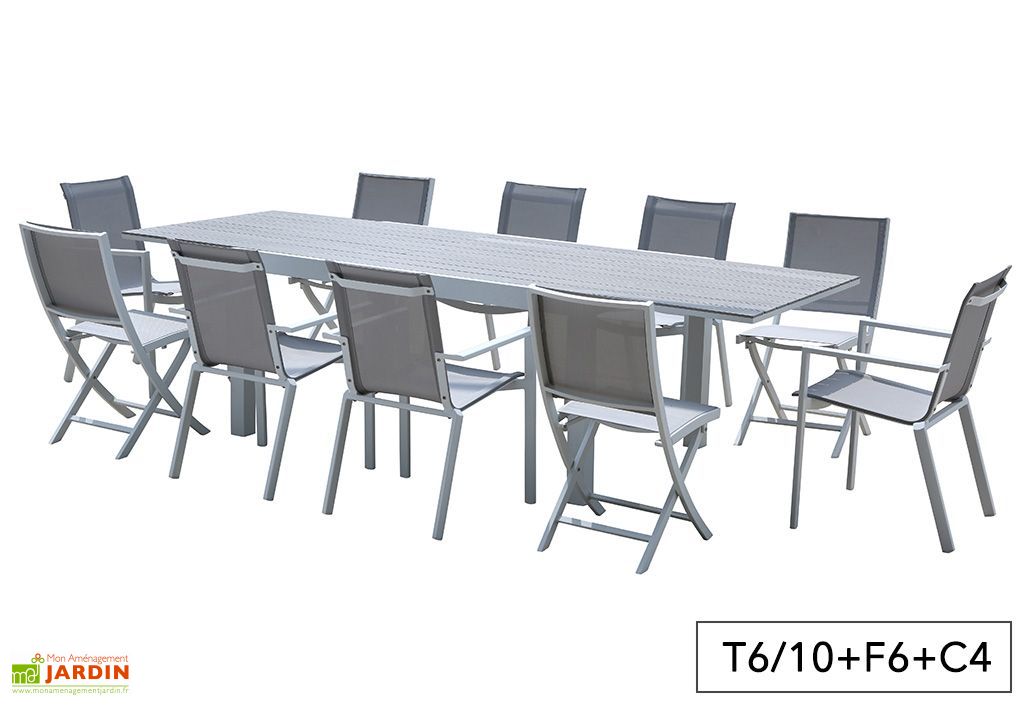 Salon De Jardin Aluminium Tulum Blanc Et Aspect Bois Tb Ft Ch