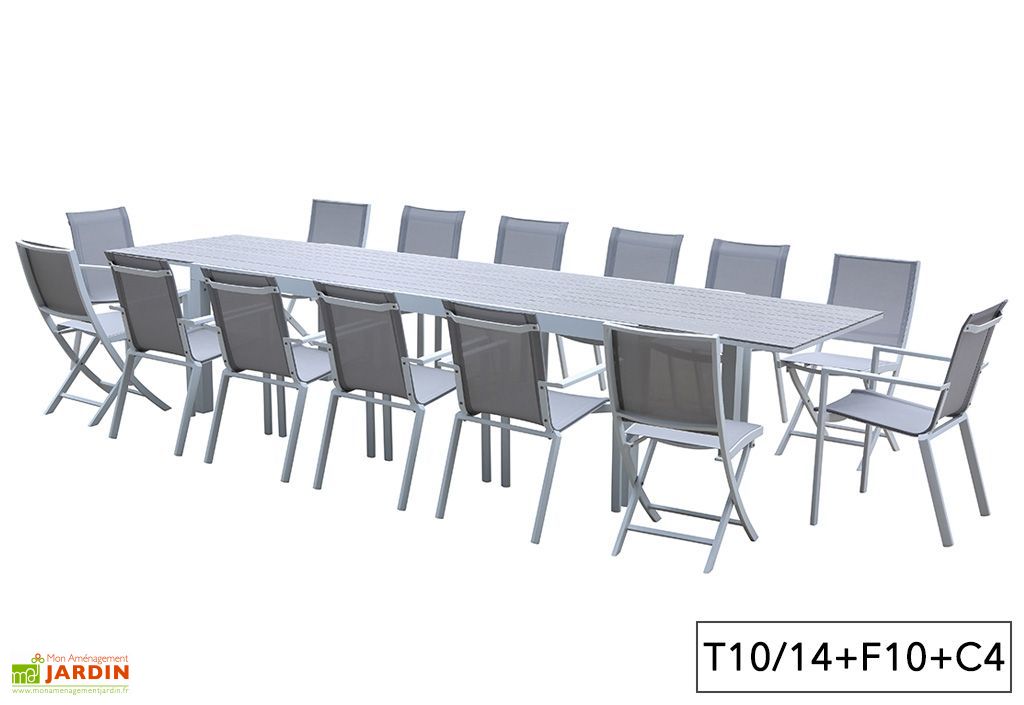 Salon De Jardin Aluminium Tulum Blanc Et Aspect Bois Tb Ft Ch