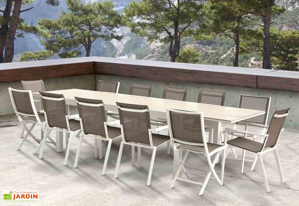 Salon De Jardin Aluminium Tulum Blanc Et Aspect Bois Tb Ft Ch
