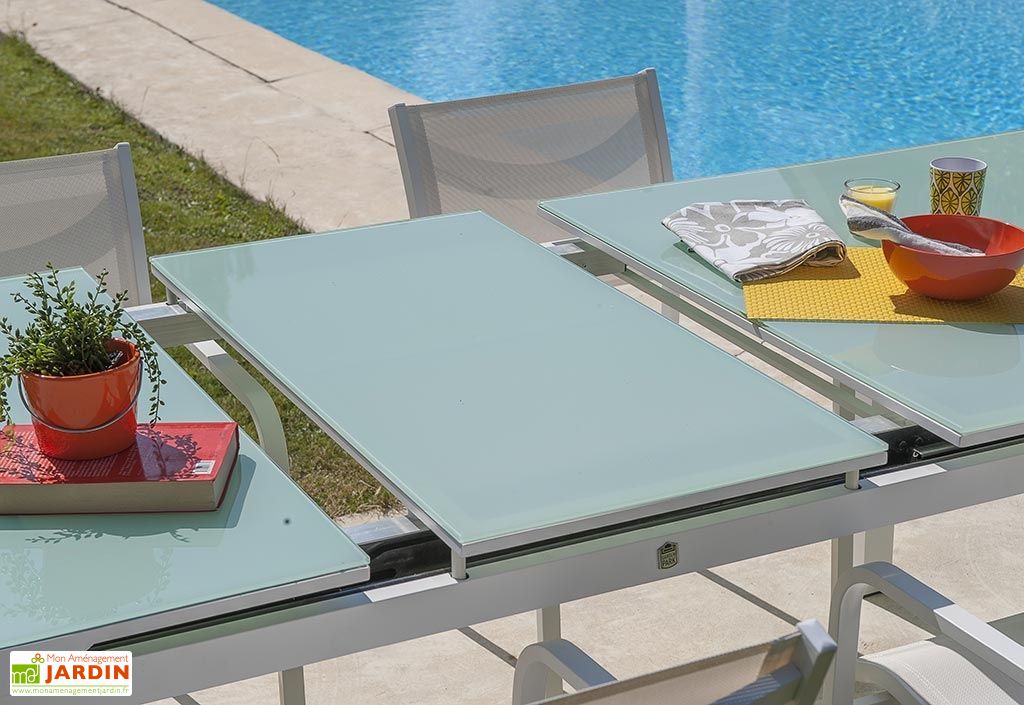 Salon De Jardin Avec Rallonge Mykonos Aluminium Verre 1table
