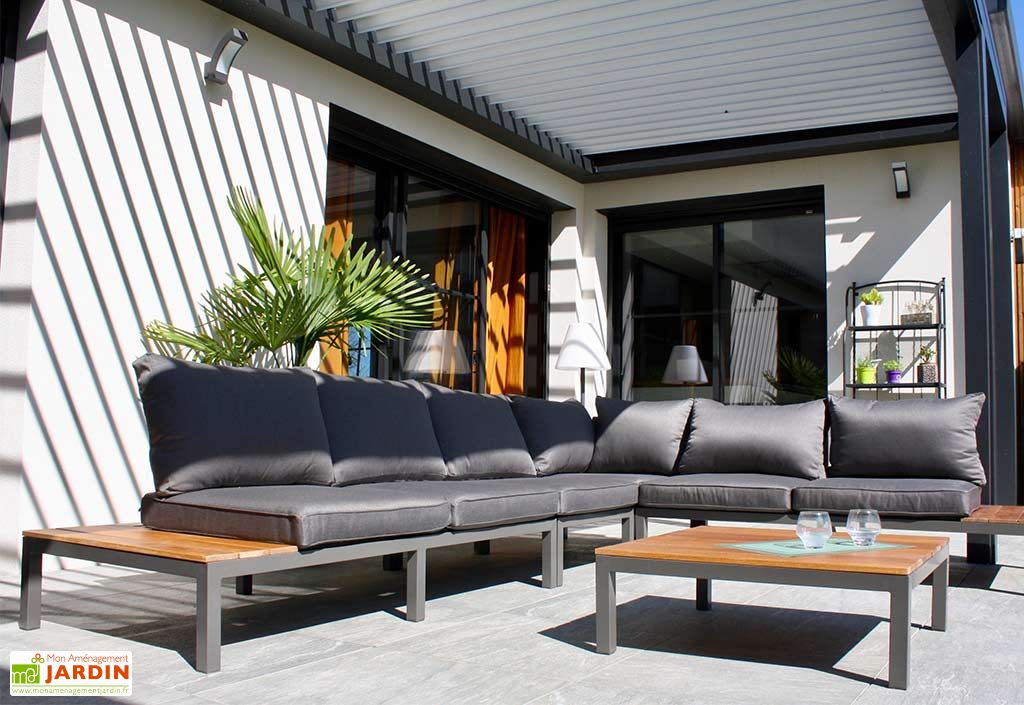 Salon De Jardin 6 Places En Aluminium Et Bois De Teck Nagano Dcb Garden