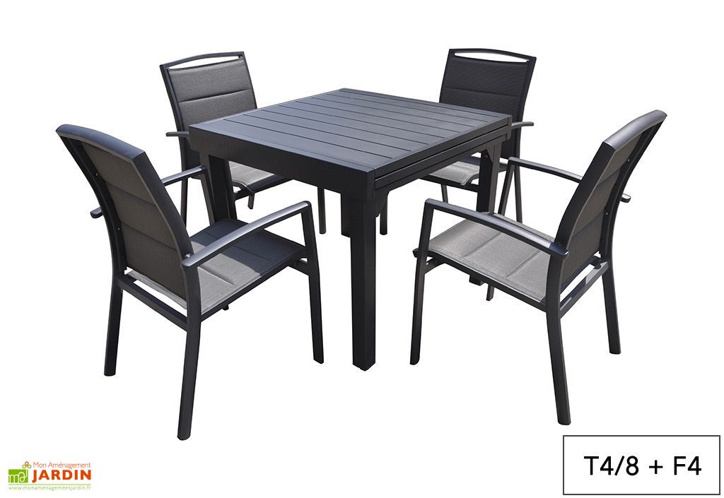 Salon De Jardin Aluminium Modulo Gris Anthracite Tb Ft Wilsa