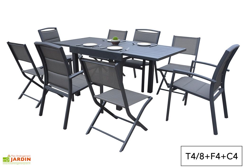 Salon De Jardin Aluminium Modulo Gris Anthracite Tb Ft Ch Wilsa