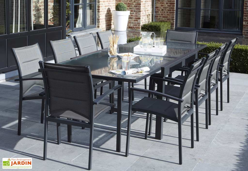 Salon de Jardin Alu avec Table Puroplan + 6 Chaises Graphite Royal ... Salon de Jardin Alu avec Table Puroplan + 6 Chaises Graphite Royal ...