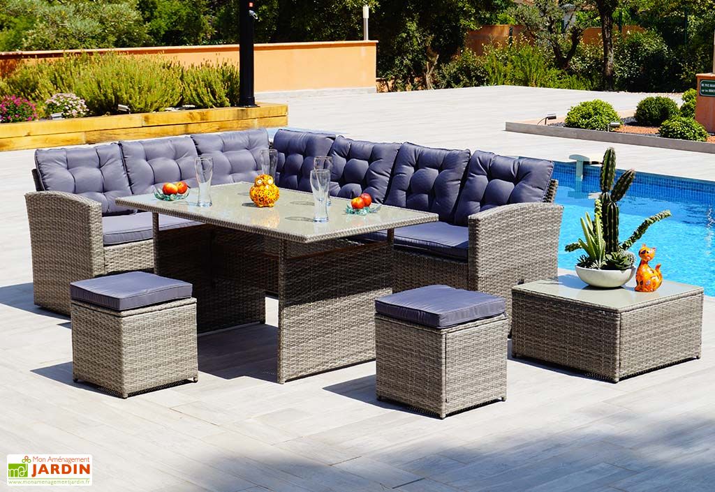 salon de jardin en aluminium et resine tressee 7 places paul mathis givex