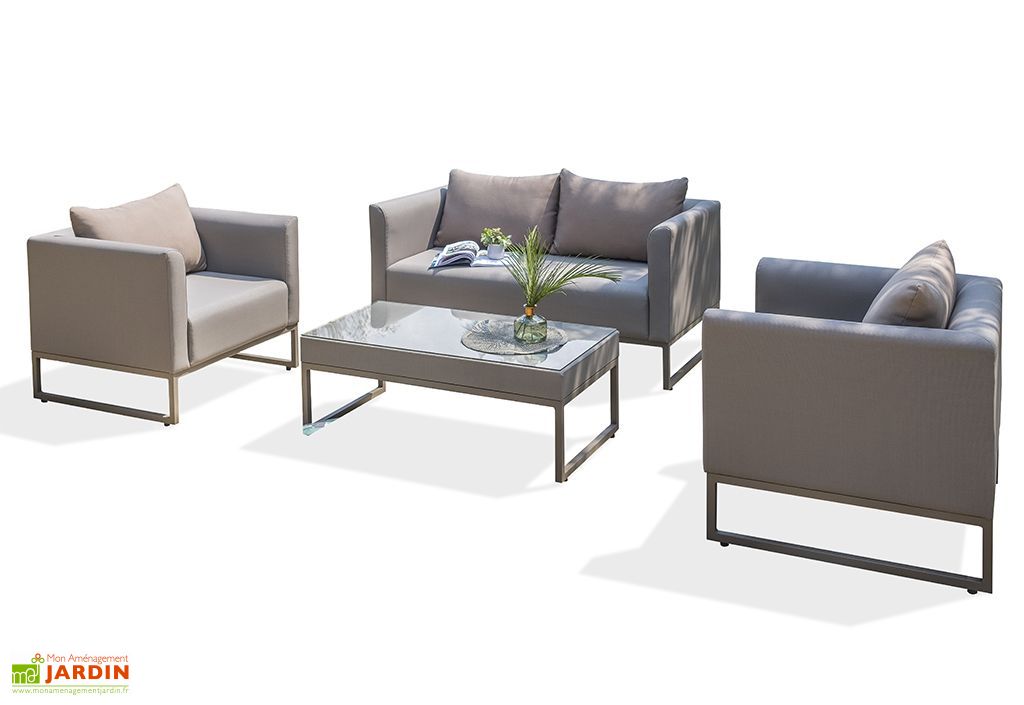 Salon De Jardin Aluminium Et Textilene Calvi 1 Canape 2
