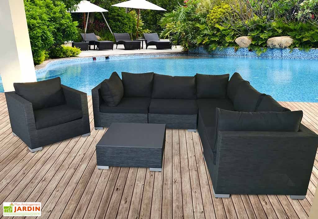 Salon De Jardin En Aluminium Et Textilene Gris Athena 6 Places Paris Garden