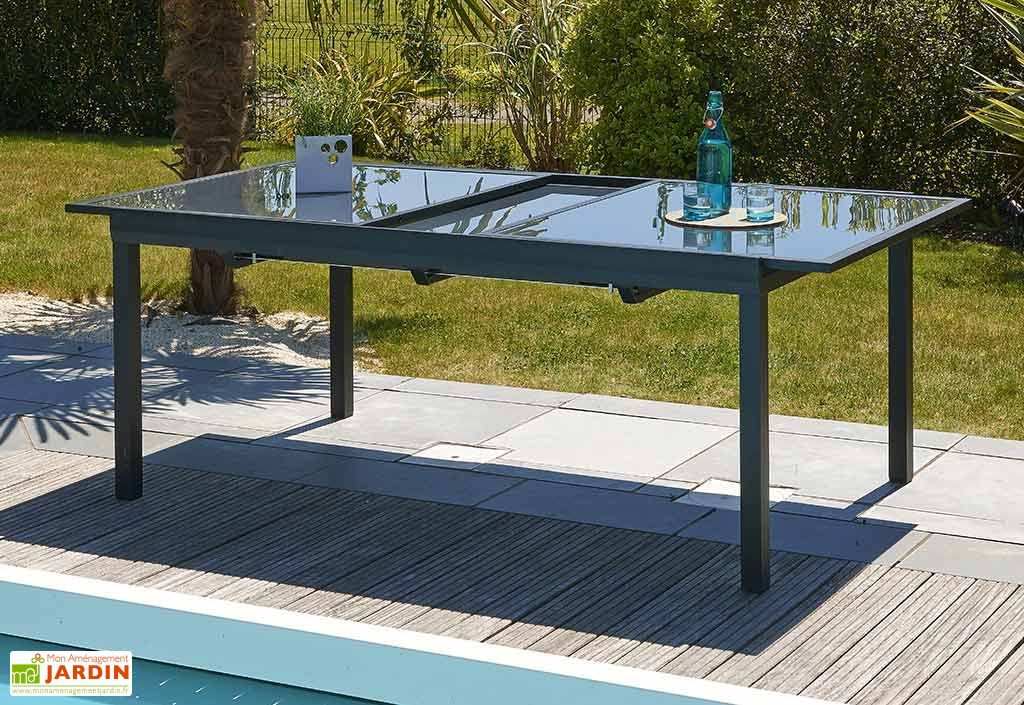Salon de Jardin Miami en Verre Table 240 cm + 6 Chaises DCB Garden