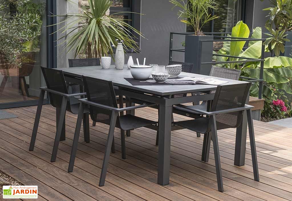 Salon De Jardin Avec Rallonge Miami Aluminium Verre 1 Table 6