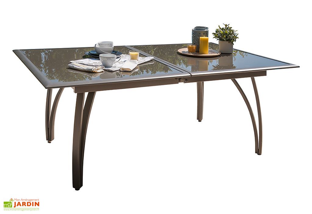 Salon de Jardin Cappuccino en Verre Table 240 cm + 6 Chaises - DCB ... Salon de Jardin Cappuccino en Verre Table 240 cm + 6 Chaises - DCB ...